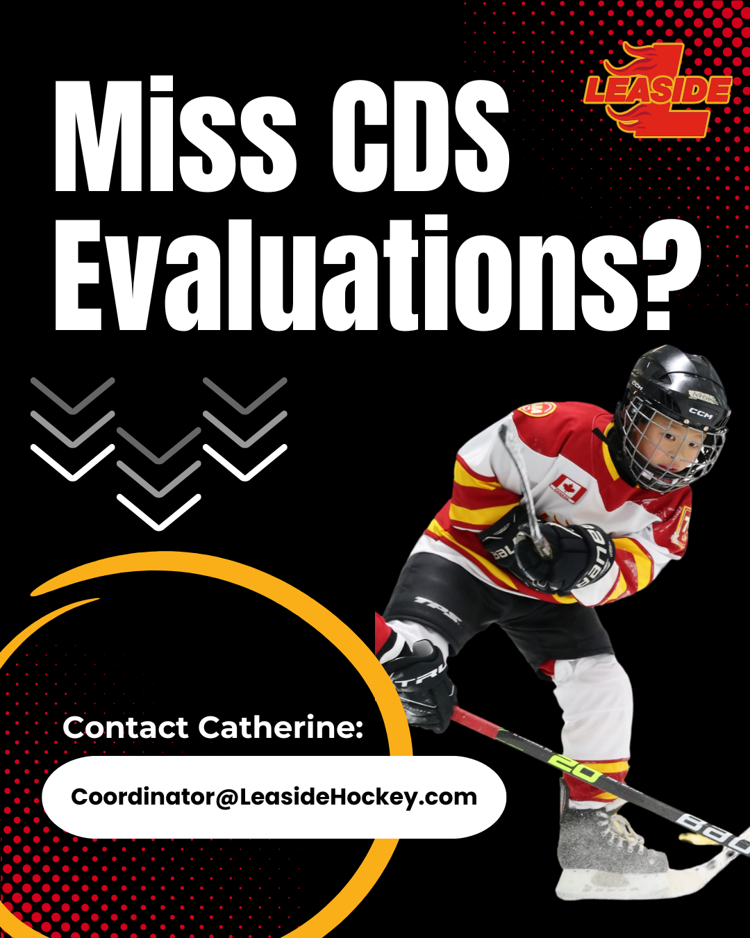 LHA CDS player shoots the puck under the title Miss CDS Evaluations?