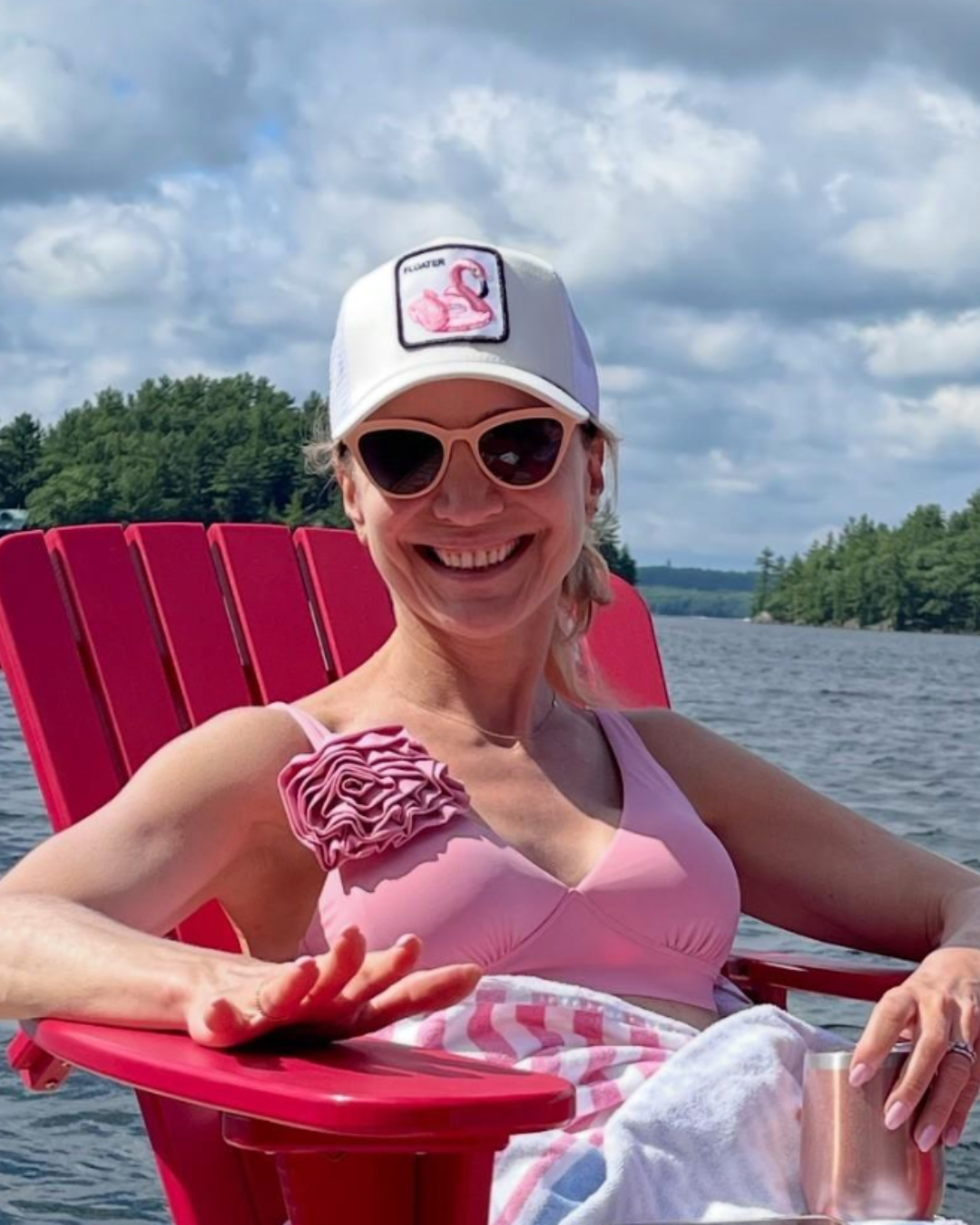 Joanne Badida at her cottage enjoying the sunshine
