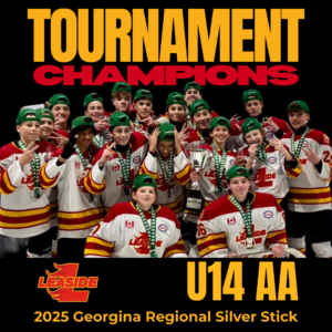U14 AA gather to celebrate their victory in the 2025 Georgina Regional Silver Stick Tournament